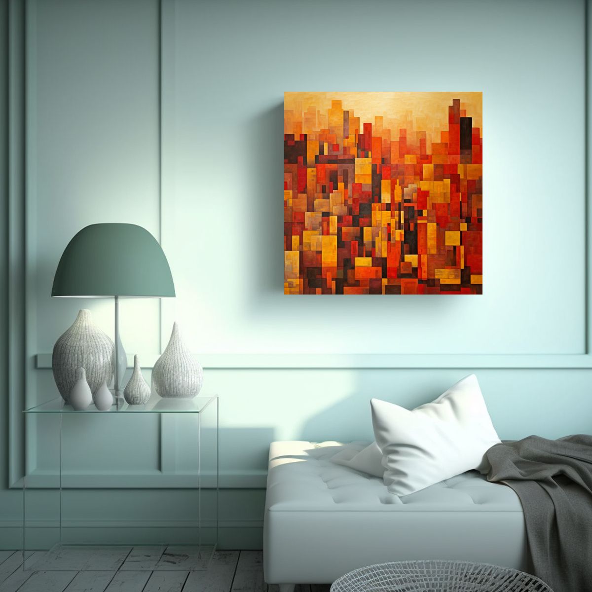 GENERICO - Pintura Abstracta Colorida De Nueva York En Tonos 60x60 Cm