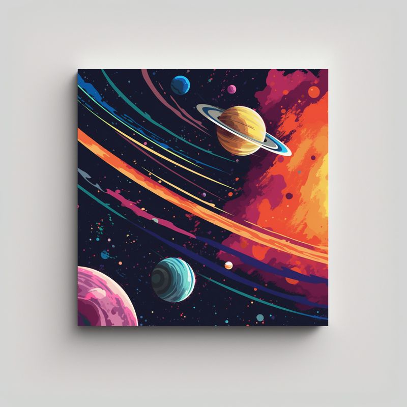GENERICO - Lienzo De Tela Creativa Belleza Planetas En 70x70 Cm