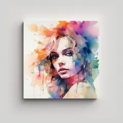 GENERICO - Cuadro Decorativo Mujer Moderna Acuarela Sala 80x80 Cm