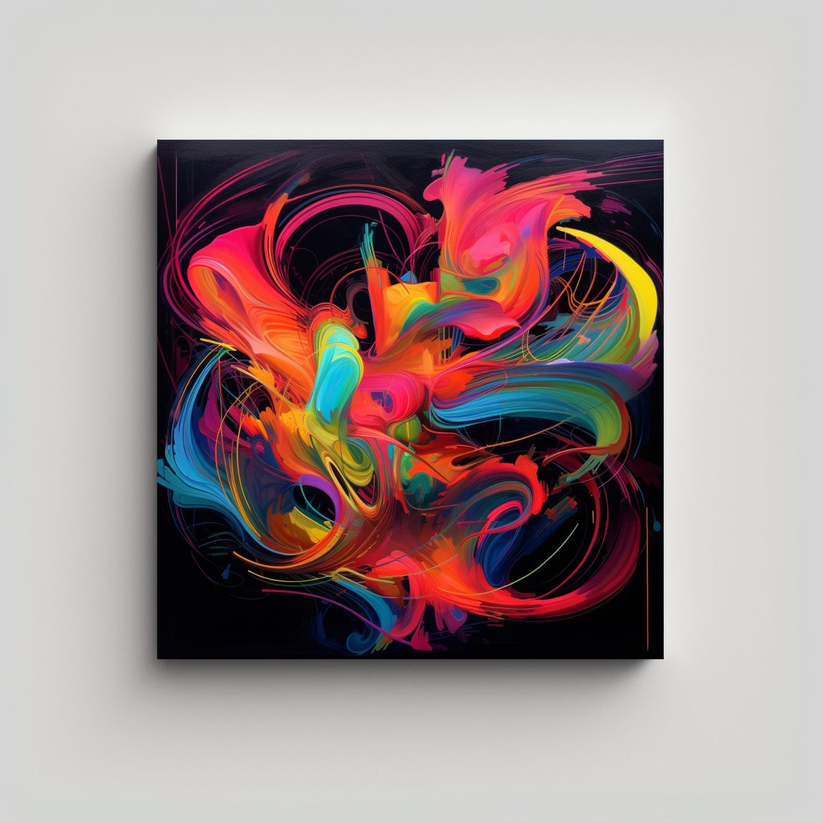 GENERICO - Cuadro Abstracto Intenso Neon Elegancia Arte 90x90 Cm