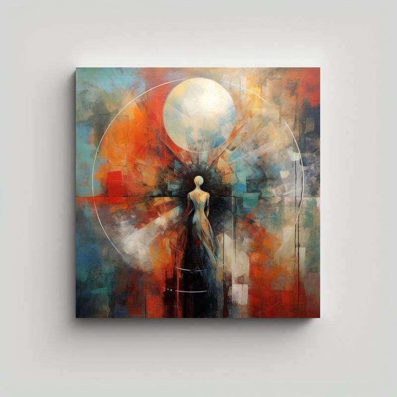 GENERICO - Pintura Abstracta: Protagonismo En La Fuerza Y 90x90 Cm