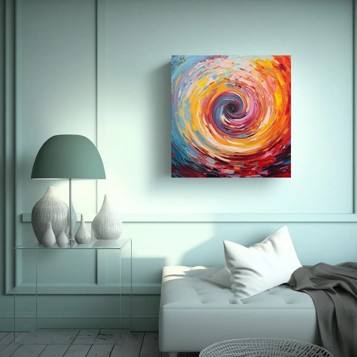 GENERICO - Tela En Bastidor Majestuosas Whirlpool Cromáticas 50x50 Cm