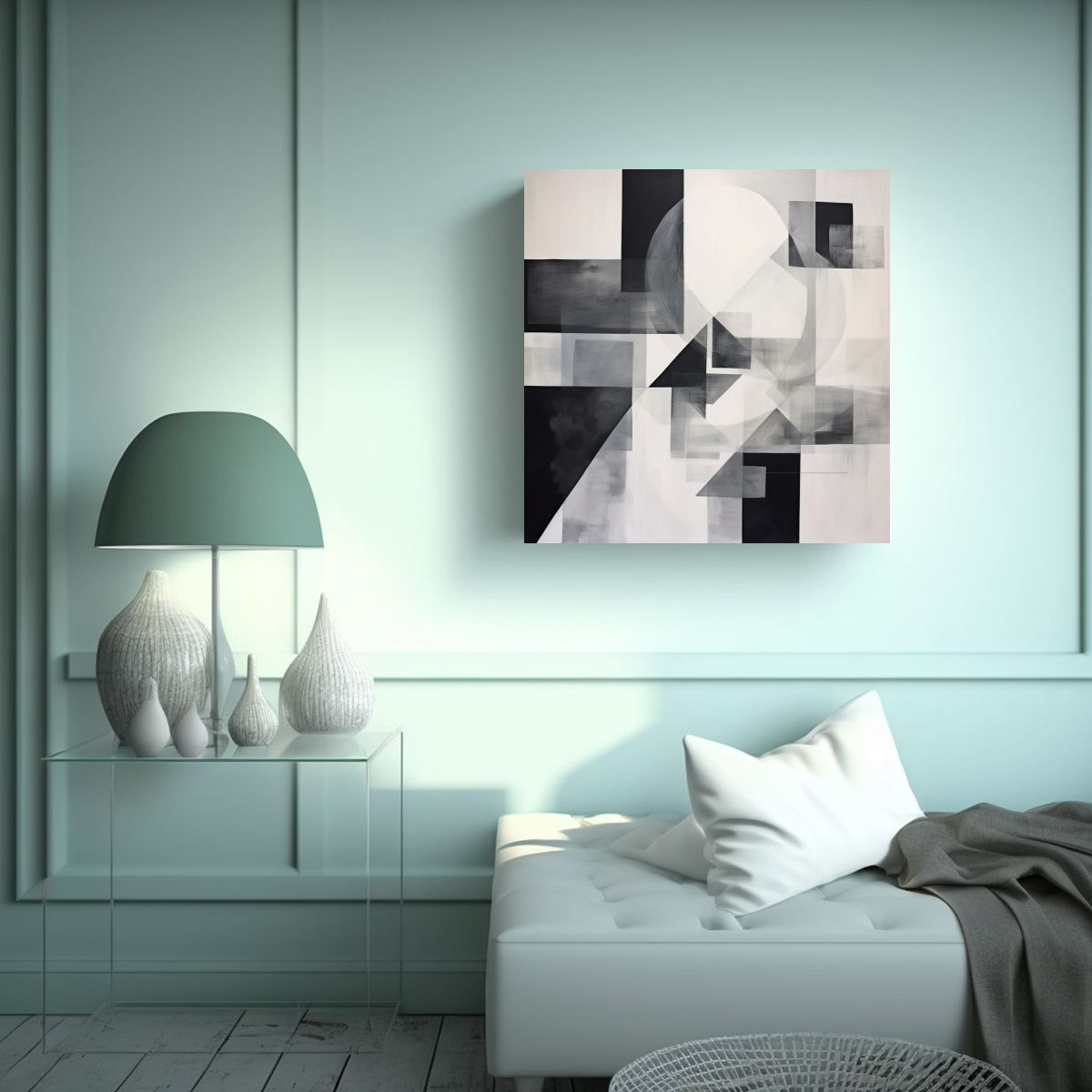 GENERICO - Abstracto En Blanco Y Negro, Crea Una Pintura 60x60 Cm