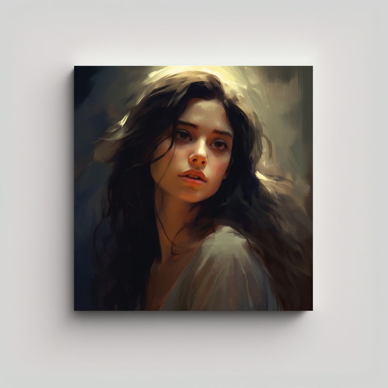 GENERICO - Pintura Decorativa Cuadro Chica De Cabello Oscuro 50x50 Cm