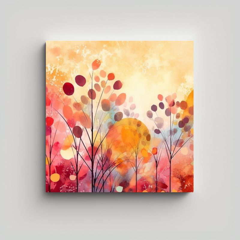 GENERICO - Tela En Bastidor Composición Dinámica Otoño 60x60 Cm