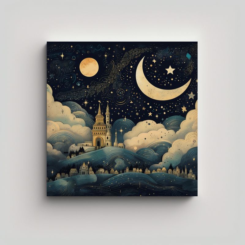 GENERICO - Cuadro Moderno Para Baño Con Cielo Nocturno 80x80 Cm
