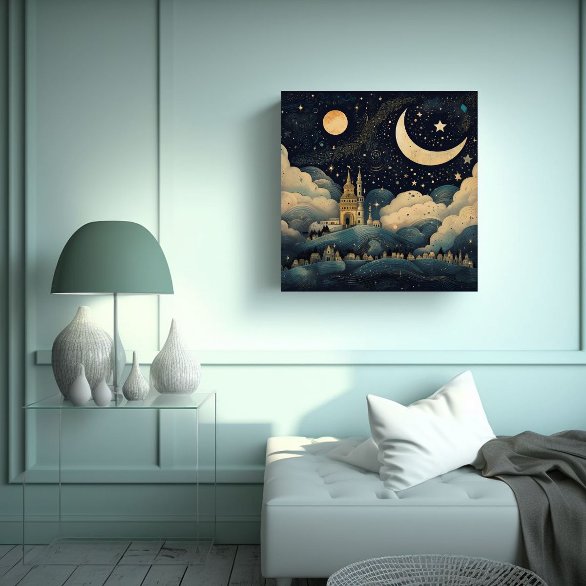 GENERICO - Cuadro Moderno Para Baño Con Cielo Nocturno 80x80 Cm