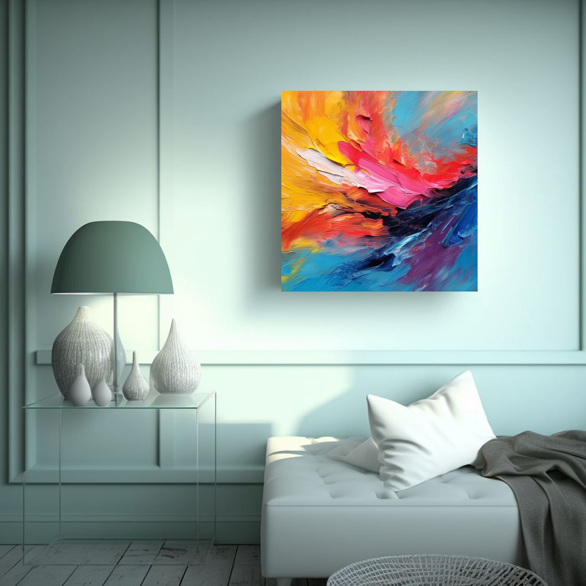 GENERICO - Pintura Abstracta Acrílica Para Decoración De 80x80 Cm