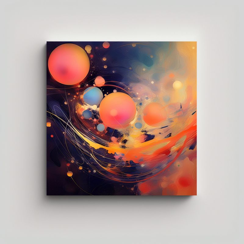 GENERICO - Pintura Floral En Bastidor Movimiento Abstracto 80x80 Cm