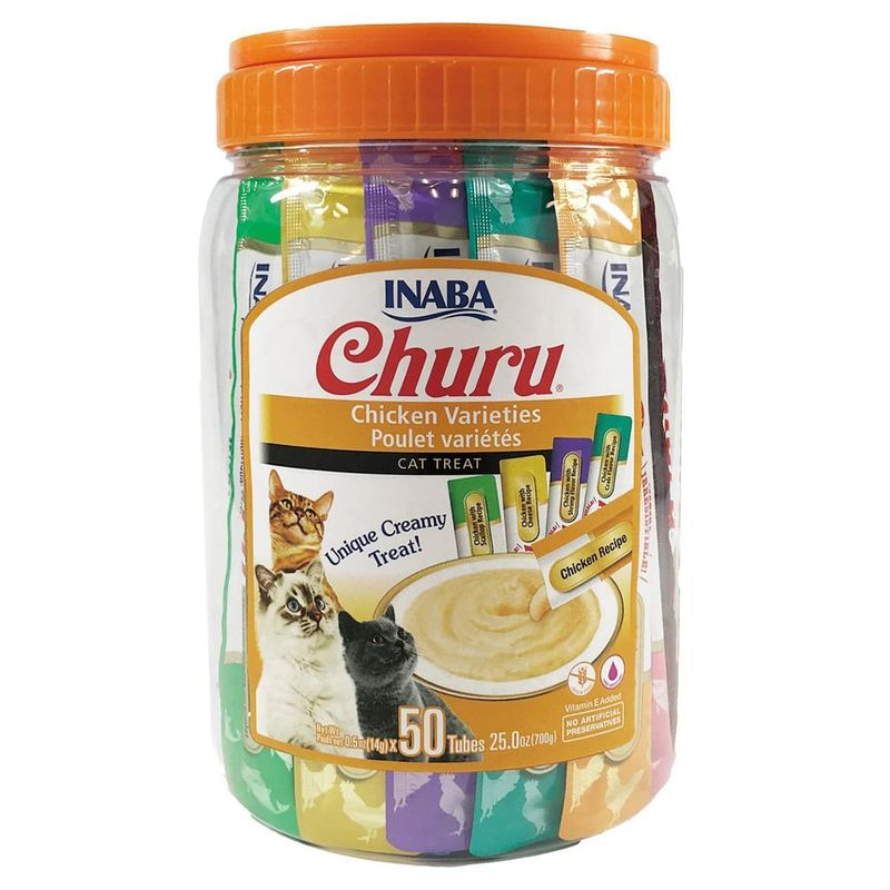 CHURU - Churu Gatos - Tarro Variedades Pollo - 50 Tubitos
