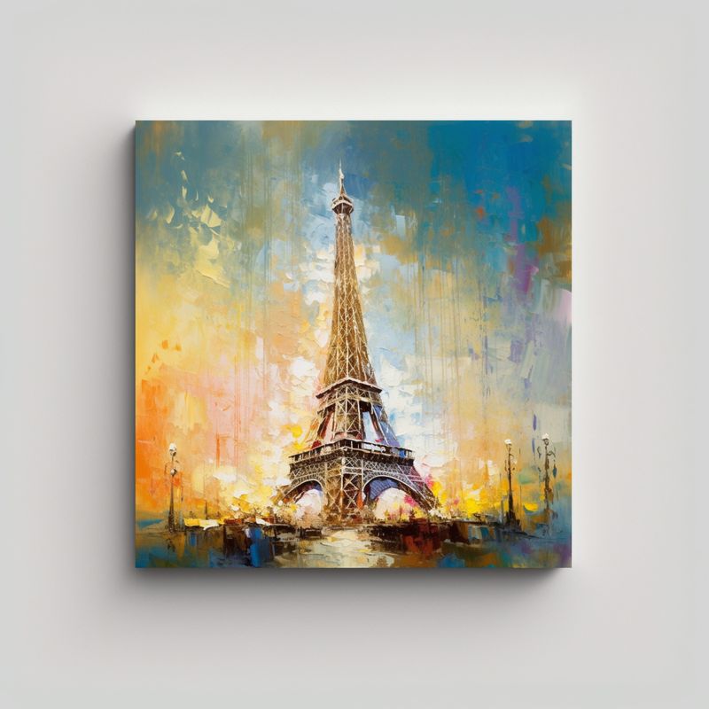 GENERICO - Pintura Moderna Comedor Torre Eiffel Textura 90x90 Cm