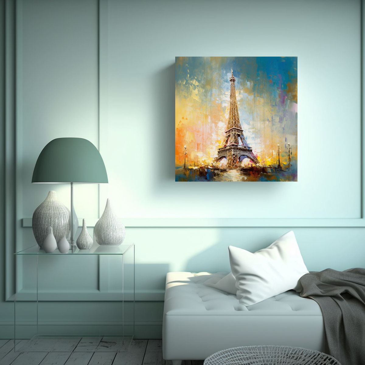 GENERICO - Pintura Moderna Comedor Torre Eiffel Textura 50x50 Cm