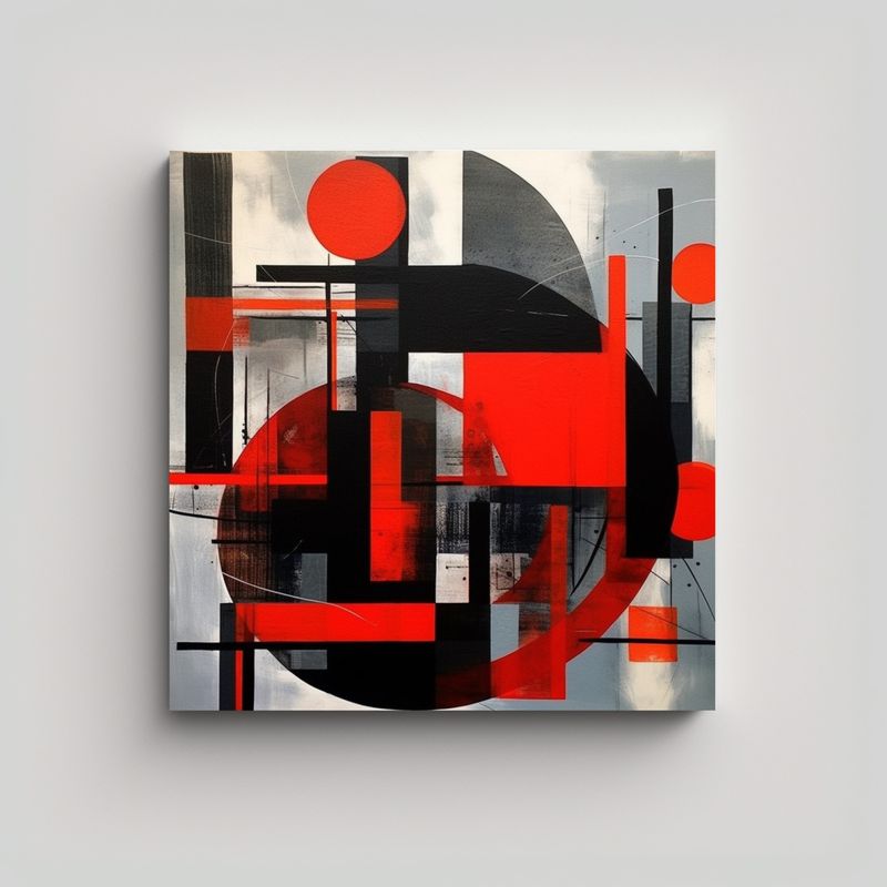 GENERICO - Cuadros Abstractos Originales En Bastidor: Formas 80x80 Cm