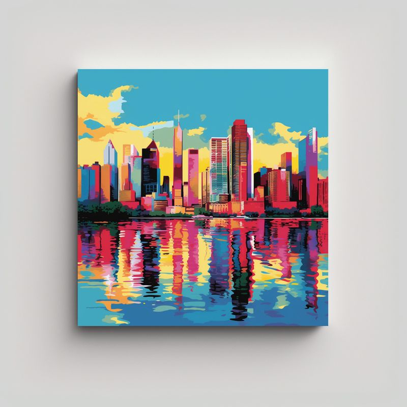 GENERICO - Cuadro Diseño Inspiración De La Ciudad De Nueva 70x70 Cm