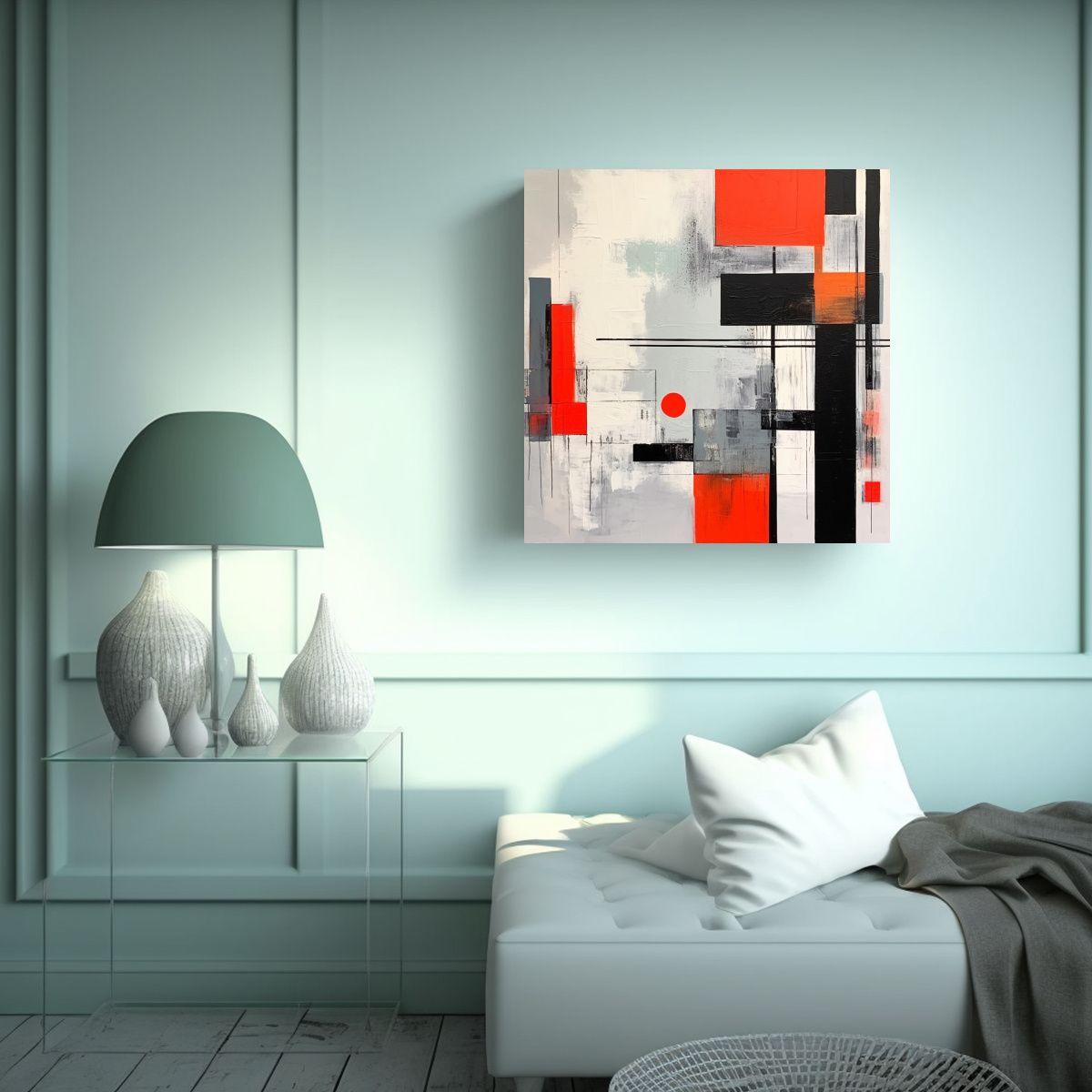GENERICO - Pintura Abstracta Escandinava Moderna 80x80 Cm.
