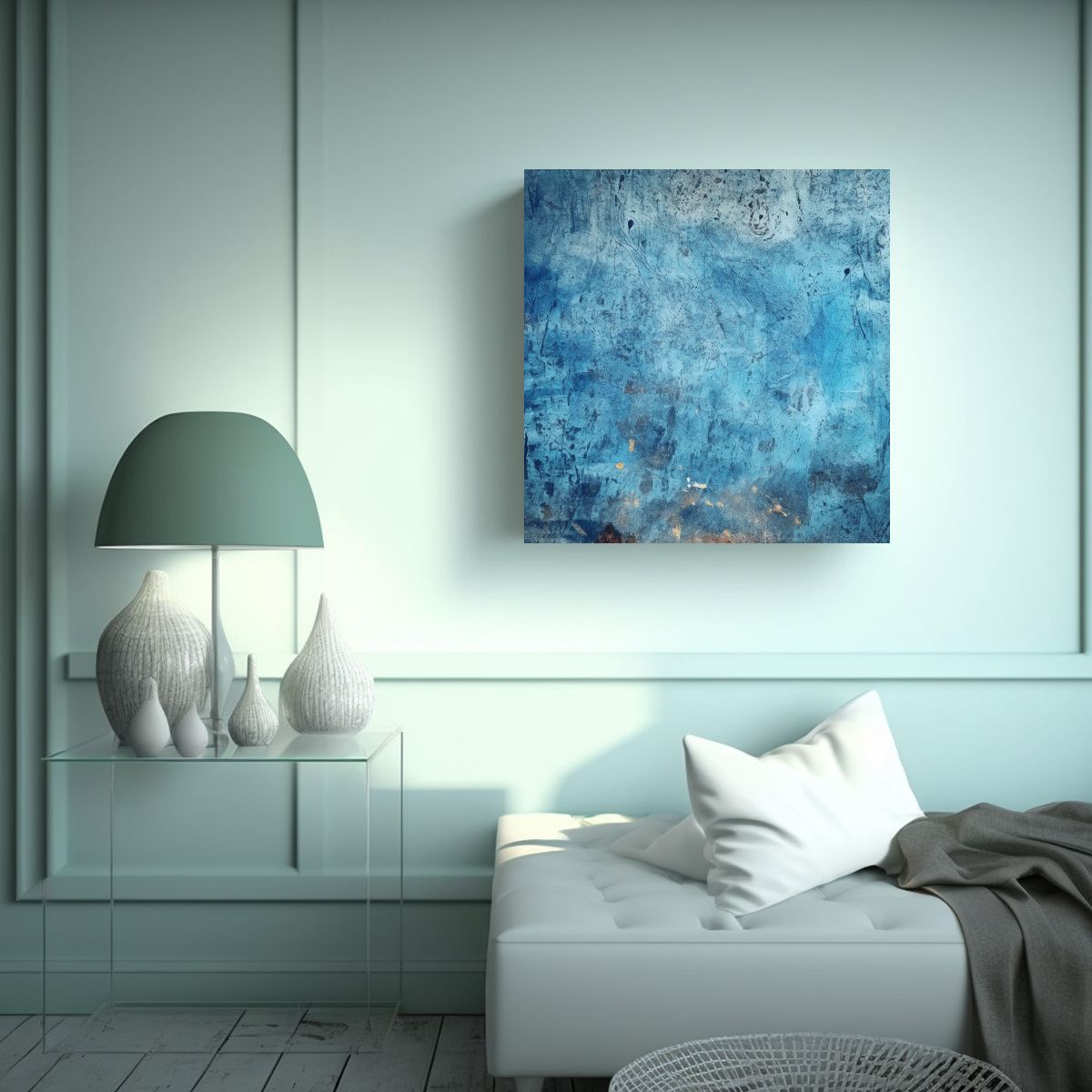 GENERICO - Cuadro Patron Intenso Exuberantes Blue Diseño 60x60 Cm