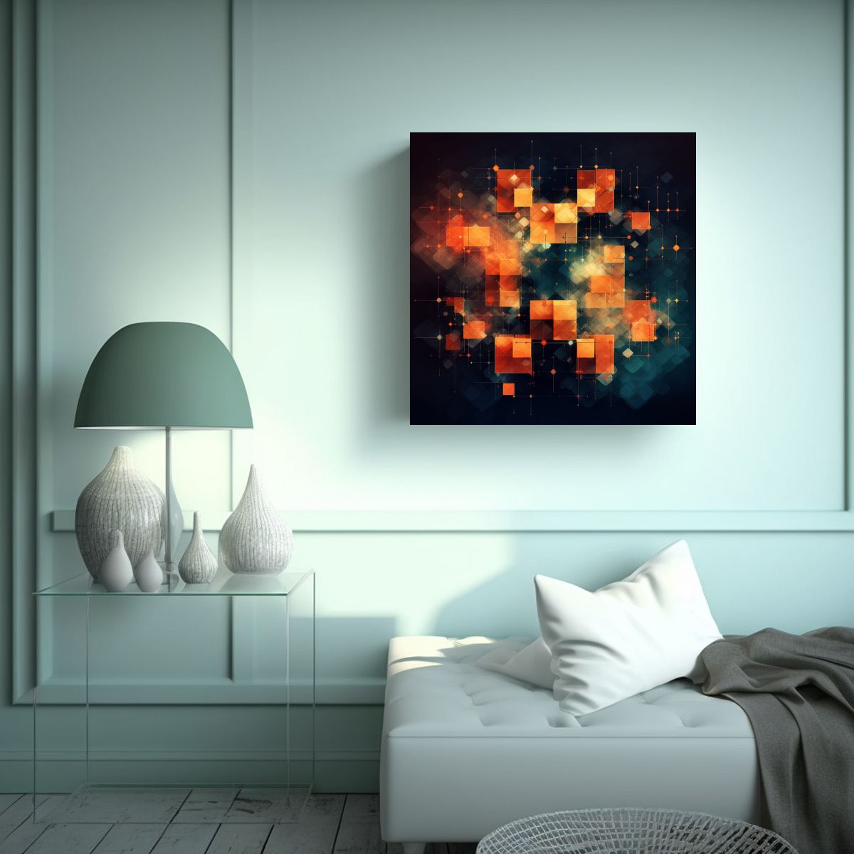 GENERICO - Cuadro Moderno Tam Blockchain Abstracts Arte 90x90 Cm