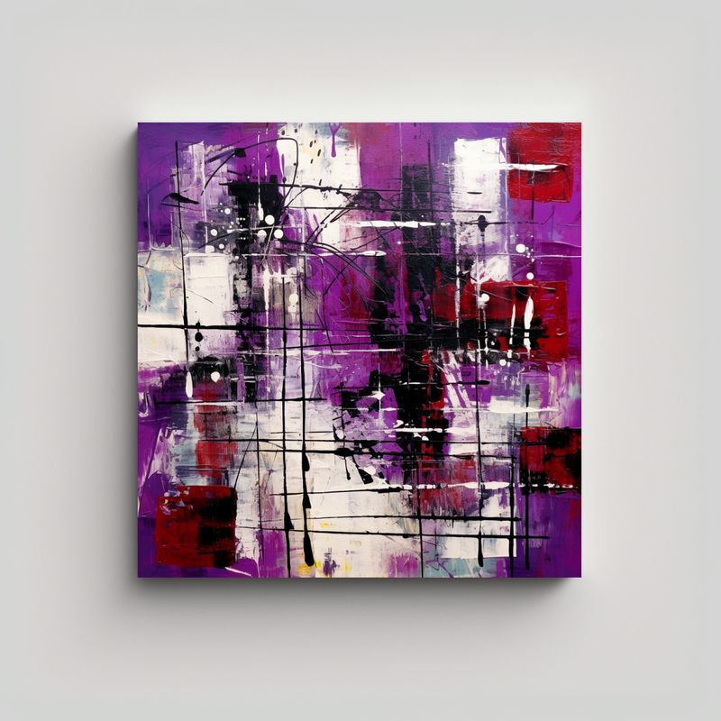 GENERICO - Pintura Acuarela Enigmática Formas Cuadrados 70x70 Cm