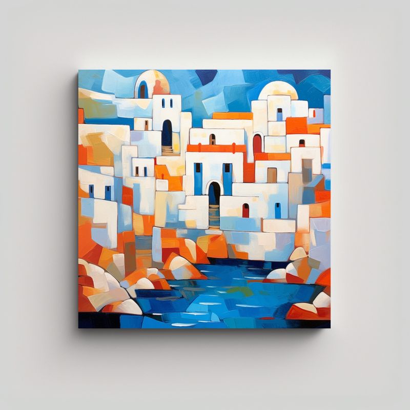 GENERICO - Pintura Abstracta De Expresionismo Vibrante: 80x80 Cm