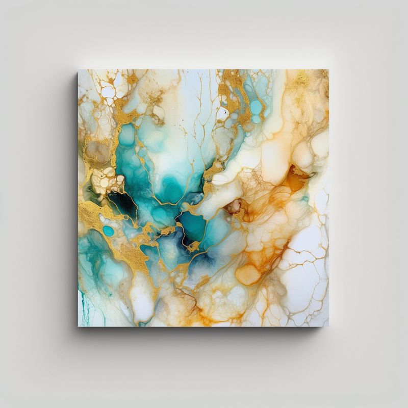 GENERICO - Pinturas Decorativas Abstractas Blancas Doradas Y 80x80 Cm