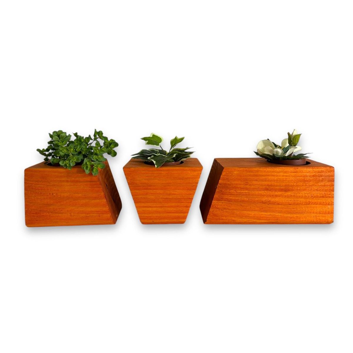 GENERICO - Porta macetero lingot3 de madera para suculentas color alerce