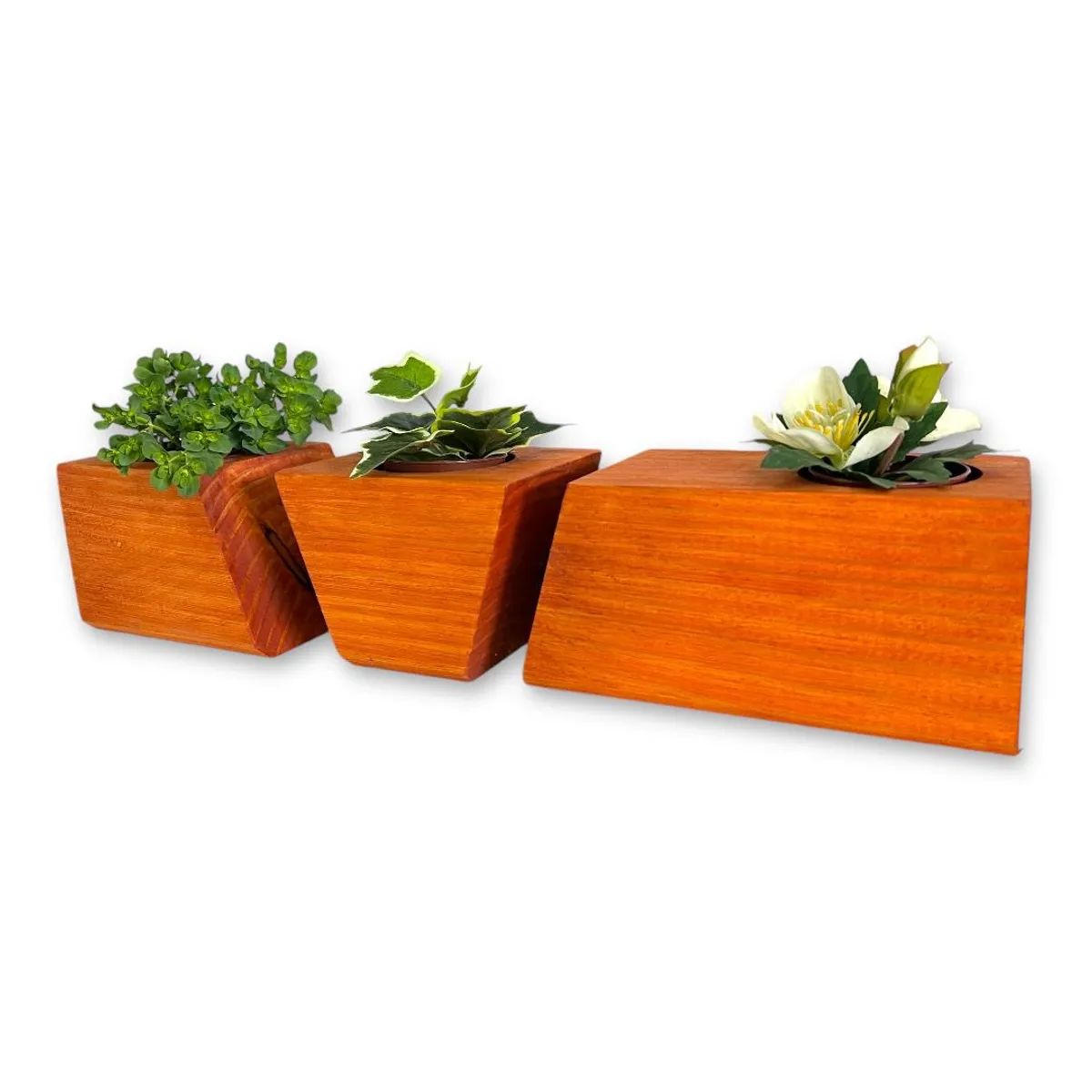 GENERICO - Porta macetero lingot3 de madera para suculentas color alerce