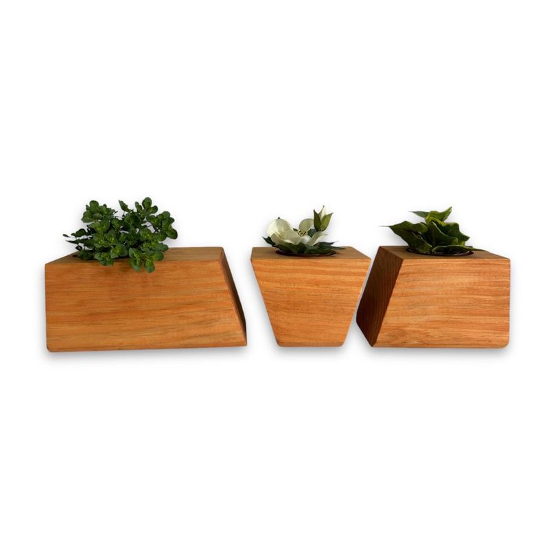 GENERICO - Porta macetero lingot3 de madera para suculentas color lenga