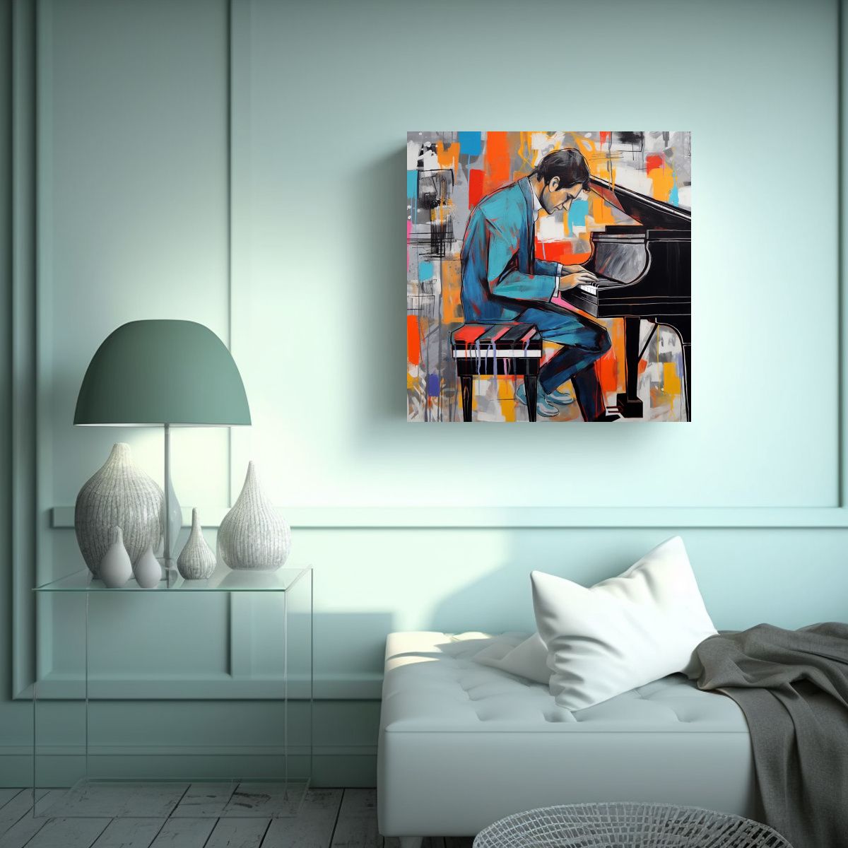 GENERICO - Pintura Abstracta De Grafiti En Dos Colores Con 80x80 Cm