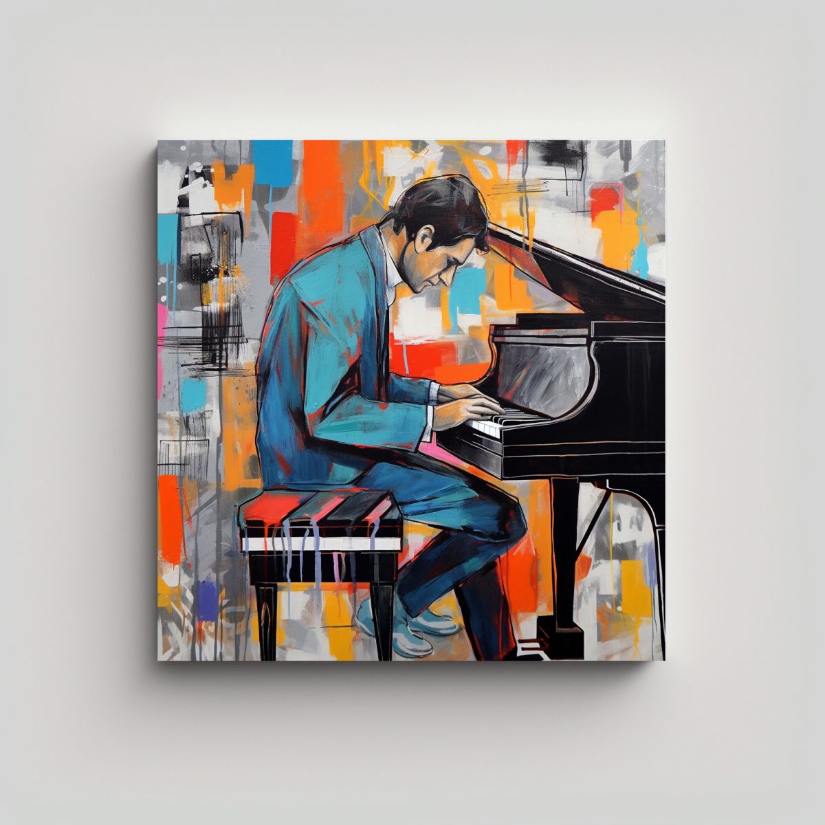GENERICO - Pintura Abstracta De Grafiti En Dos Colores Con 70x70 Cm