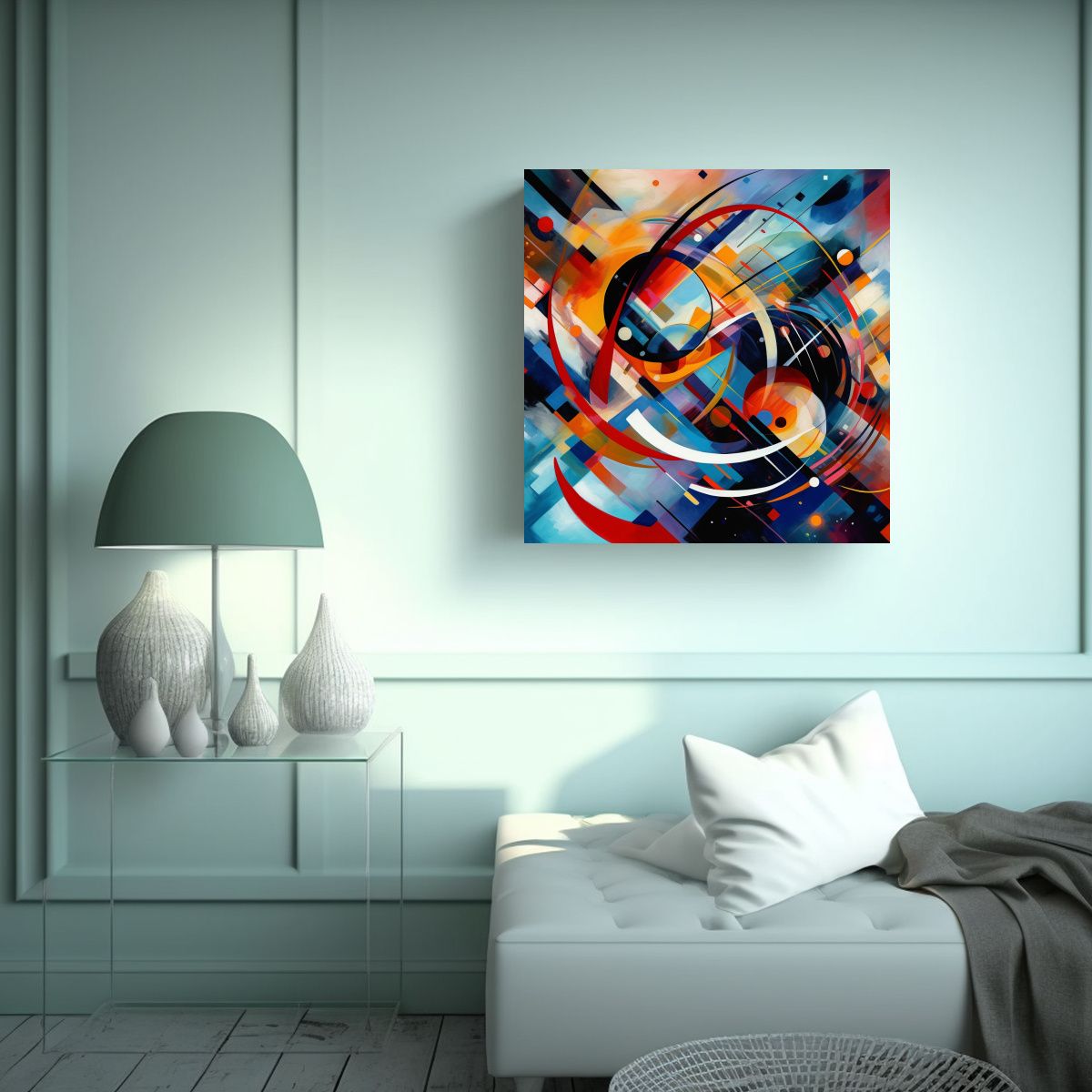 GENERICO - Pinturas Abstractas Futuristas Para Decoración 80x80 Cm.