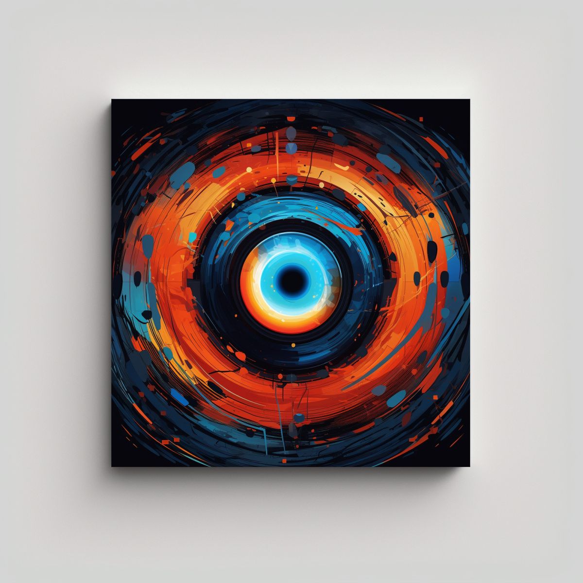 GENERICO - Cuadro Abstracto Naranja Y Azul De Linda, Lienzo 70x70 Cm