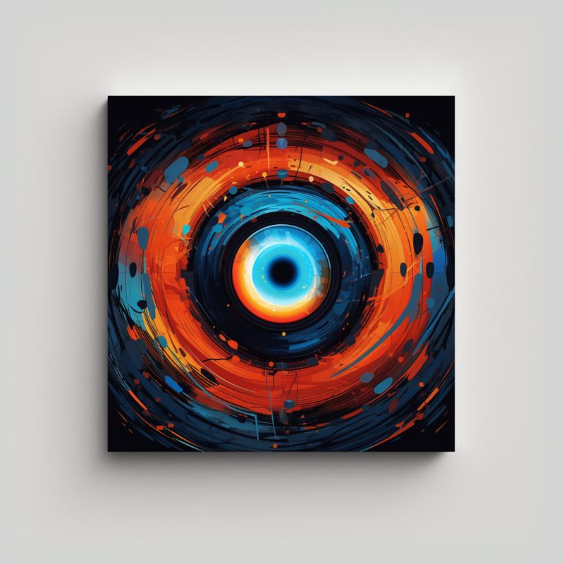 GENERICO - Cuadro Abstracto Naranja Y Azul De Linda, Lienzo 50x50 Cm