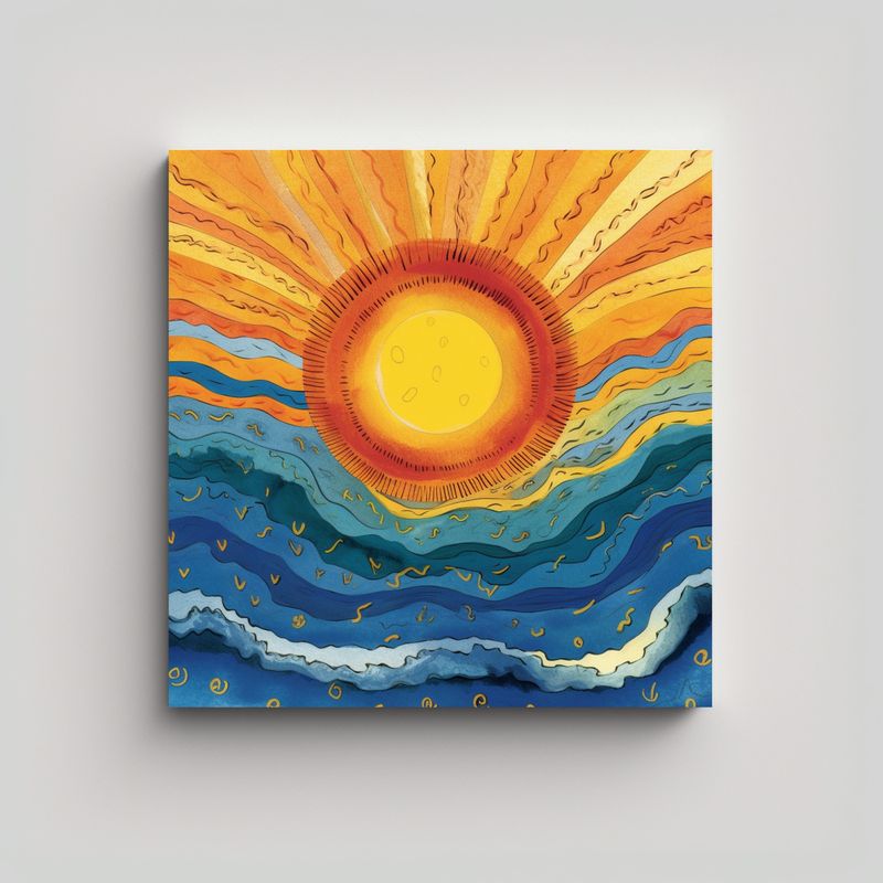GENERICO - Cuadro Moderno Sol Brillante Desde La Tierra Para 60x60 Cm