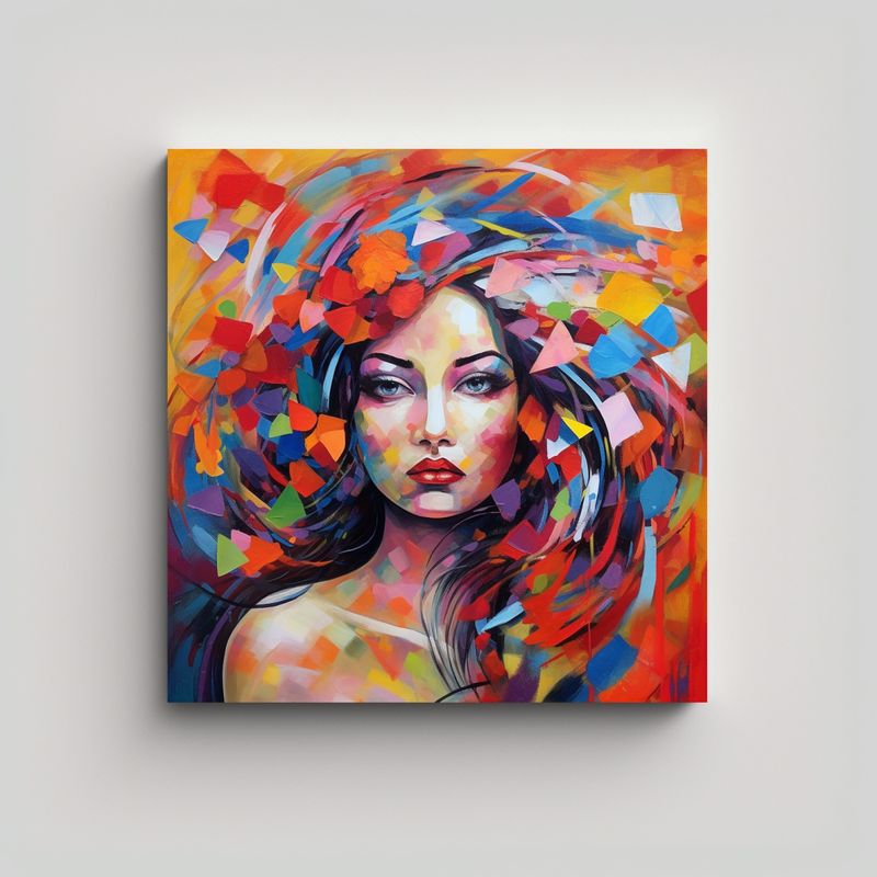 GENERICO - Pintura Abstracta De Intensa Cuadro En Tela 70x70 Cm
