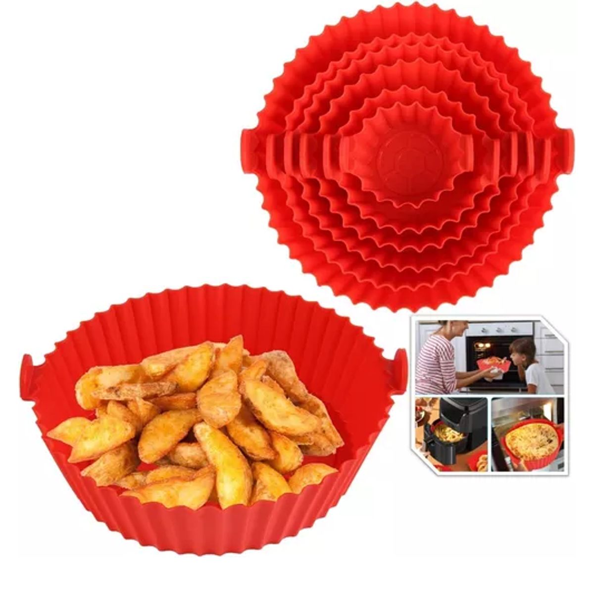 GENERICO - Pack X6 Molde Silicona Antiadherente Para Freidora De Aire