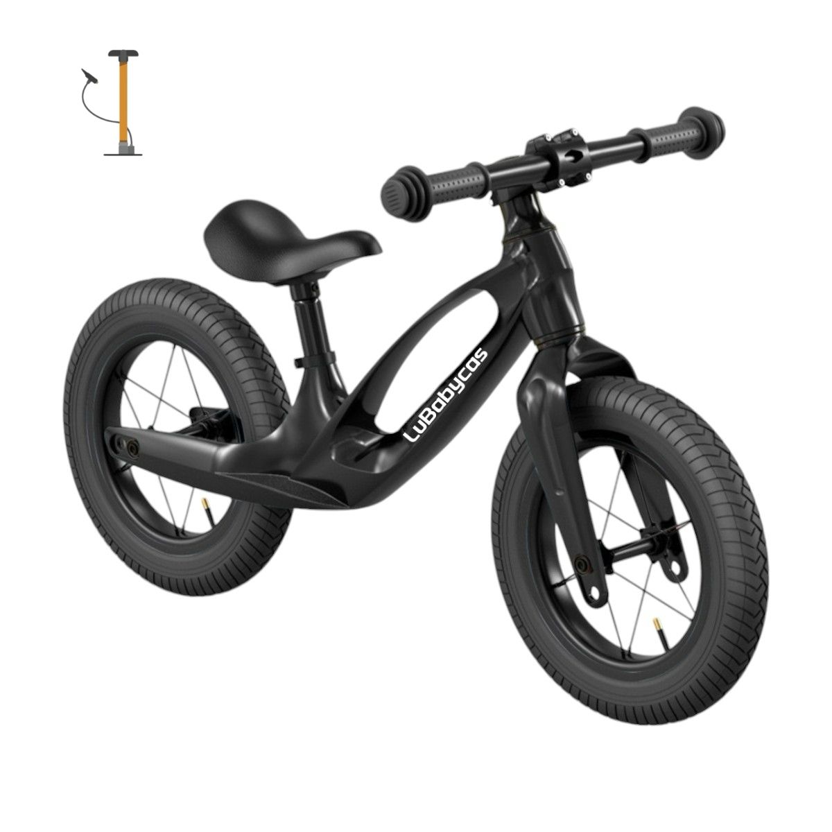 LUBABYCAS - Bicicleta de Equilibrio Convertible Aro 12 y 14 Negra