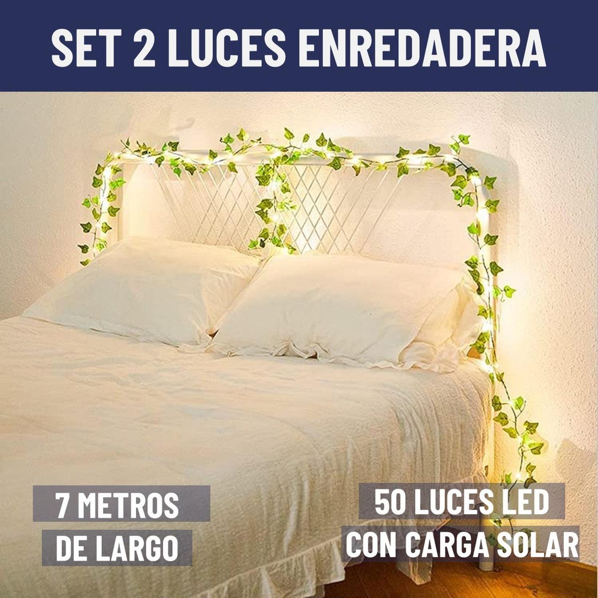 U BUY - Guirnalda Luces Led Solar Cortina Hojas Enredadera Set 2 X7m
