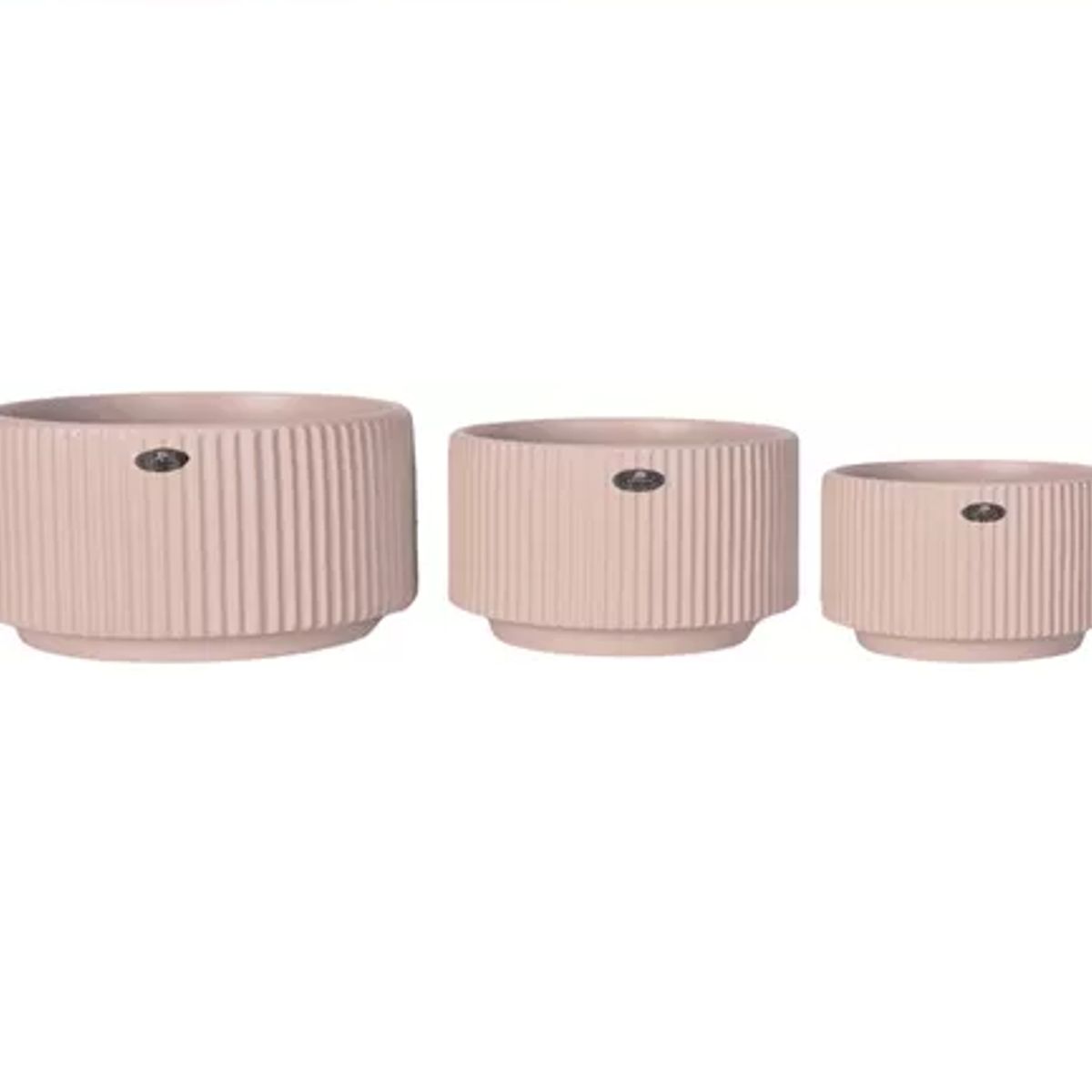 GENERICO - Set 3 Macetero Maceta De Cerámica Líneas Verticales BEIGE