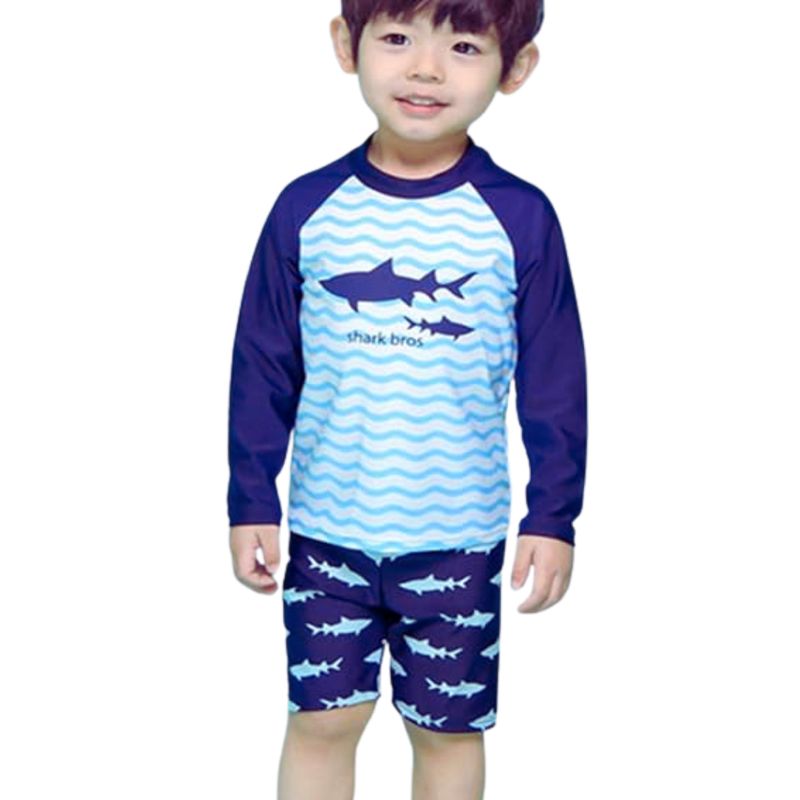 JUMP KIDS - Traje De Baño 3 Piezas Manga Larga Niño Jump Kids Tiburón Azul