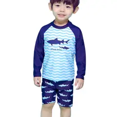 JUMP KIDS - Traje De Baño 3 Piezas Manga Larga Niño Tiburón Azul
