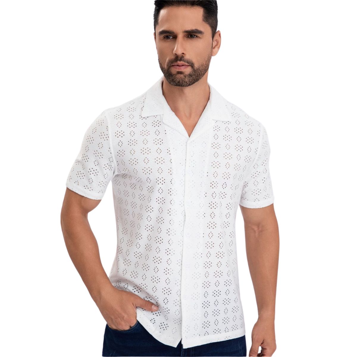 D'JOE - Camisa Malla Manga Corta Hombre_.