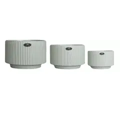 GENERICO - Set 3 Macetero Maceta De Cerámica Líneas Verticales VERDE