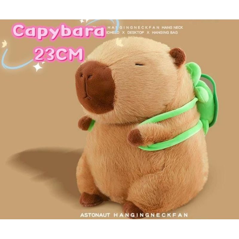 GENERICO - PELUCHE DE CAPYBARA 23CM CON DISEÑO DE MOCHILA  TORTUGA WYM