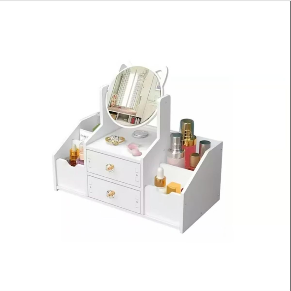 GENERICO - Organizador Maquillaje Cosmetiquero Multiuso Espejo Gato