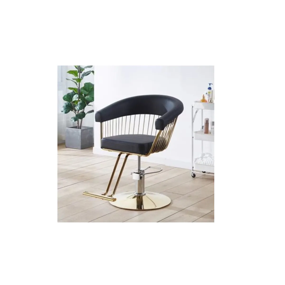 GENERICO - Sillon Barberia Peluqueria Salon Negro Detalles Dorado