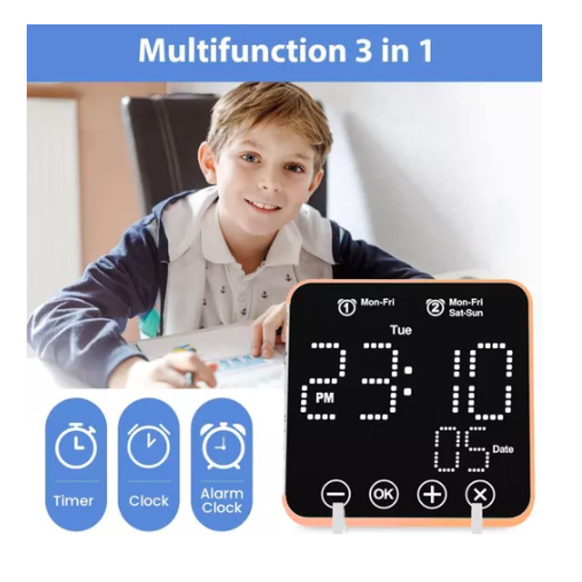 GENERICO - Reloj Despertador Con Temporizador Led Con Luz