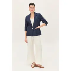 MA GRIFFE - Blazer Lino Azul Magriffe