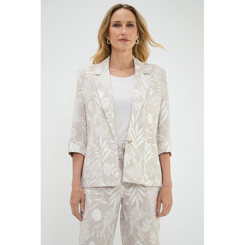 MA GRIFFE - Blazer Lino Estampado Beige Magriffe