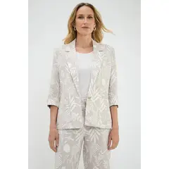 MA GRIFFE - Blazer Lino Estampado Beige Magriffe