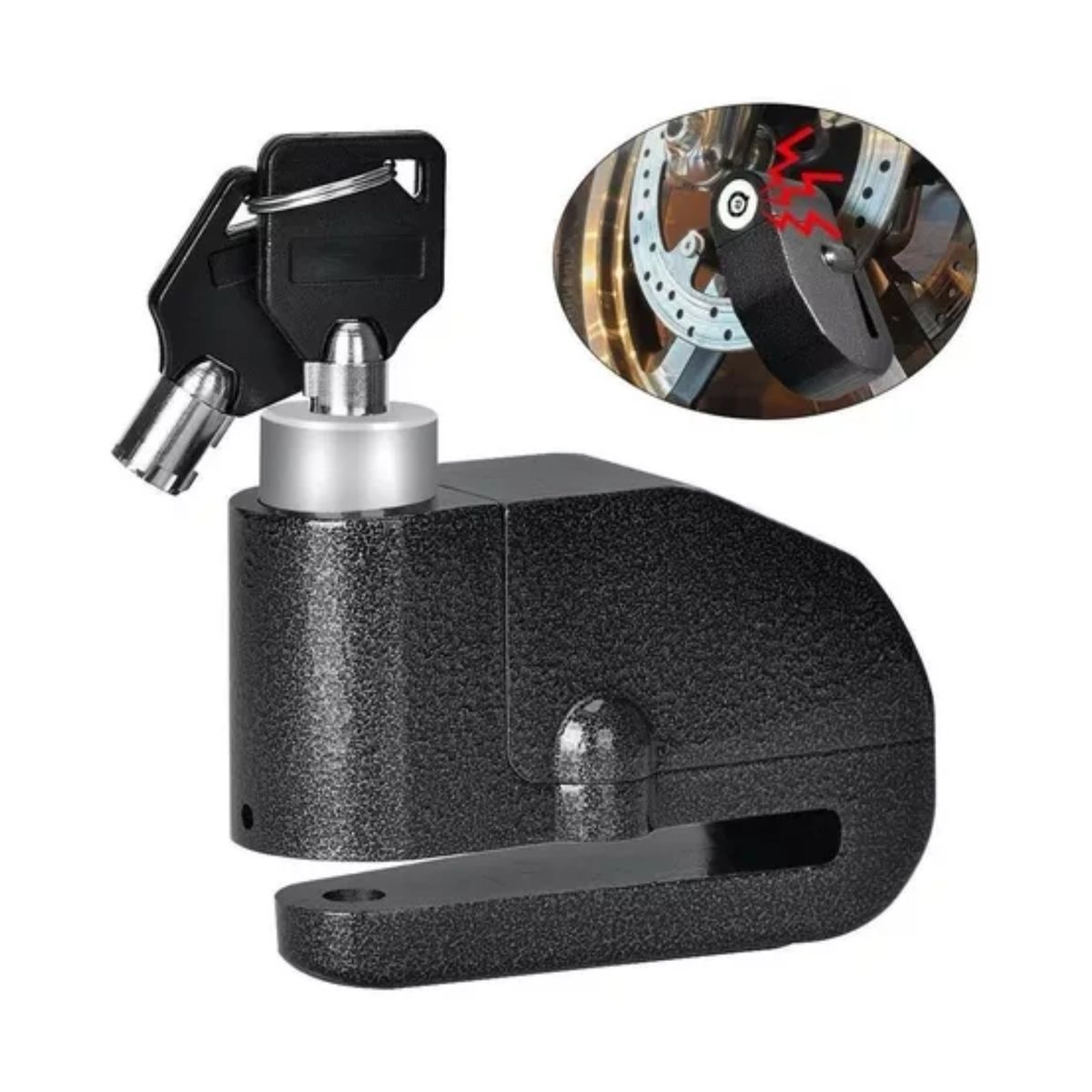 GENERICO - Candado Freno Disco Con Alarma 110db Moto Con 2 Llaves